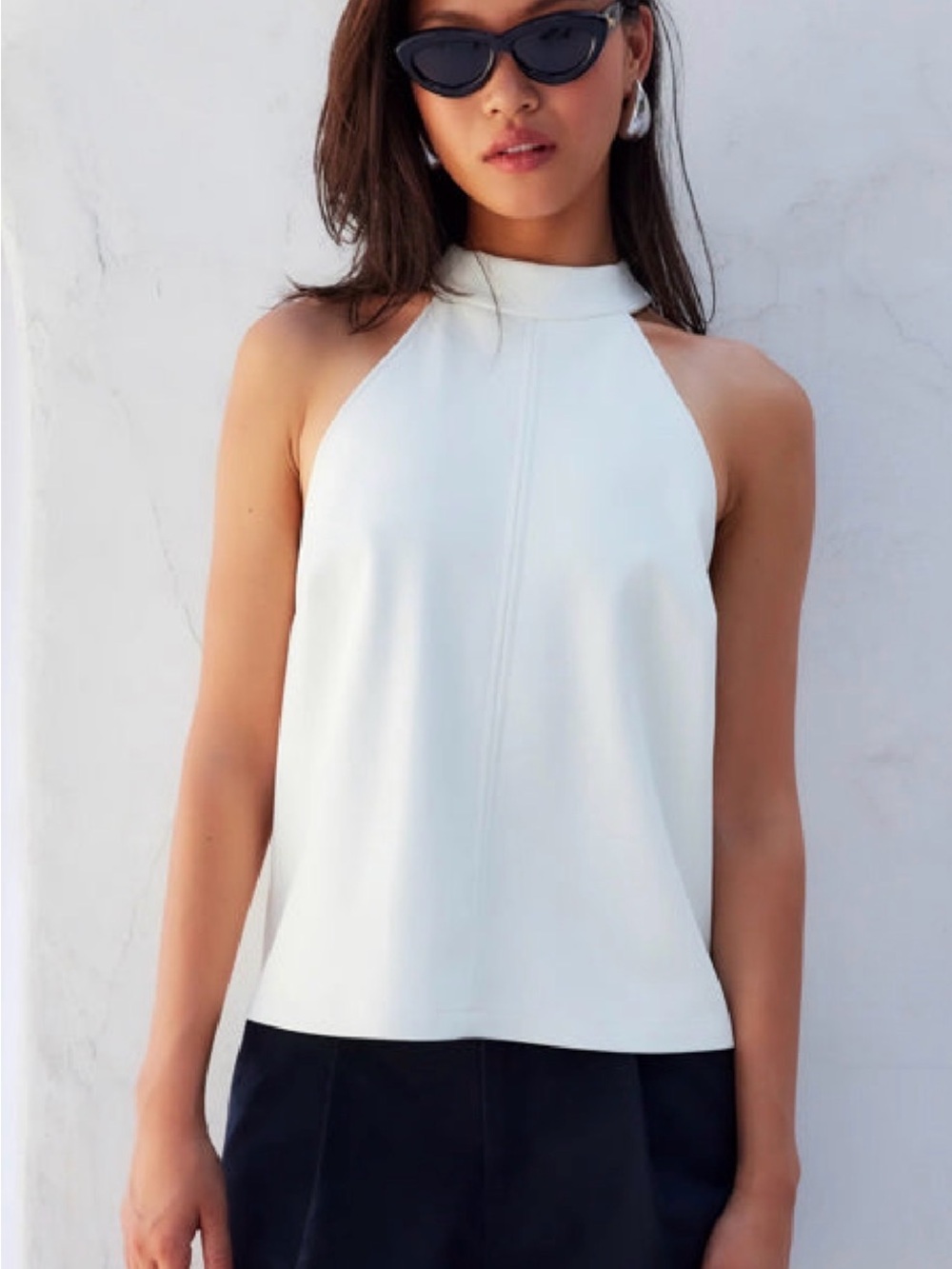Fifteen Twenty White High-Neck Halter Camisole
